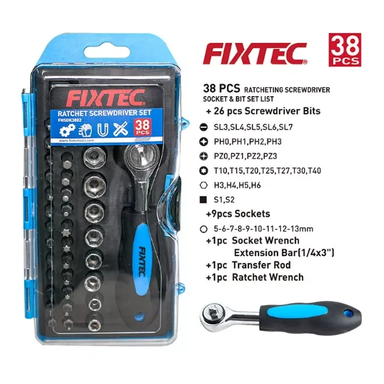 [FHSDK3802] Fixtec 38PCS Rachet Socket Set
