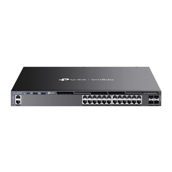 Omada 24-Port Gigabit Stackable L3 Managed PoE+ Switch with 6 10G Slots