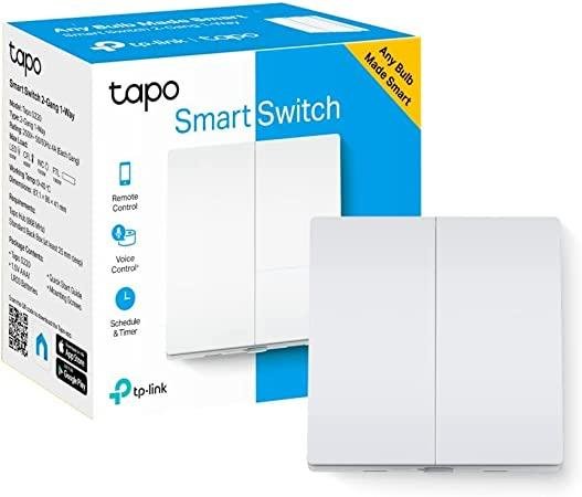 Smart Light Switch 2 Gang 1 Way