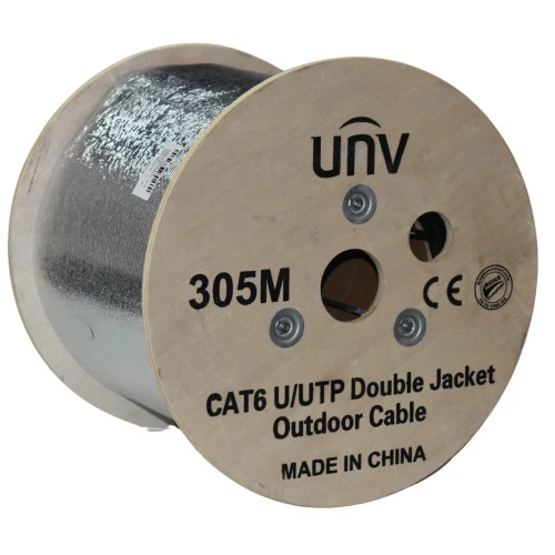 [CAB-LC3110B-E-IN] UNV Cat6 network cable UTP 305m-4P*0.52mm-outdoor-double sheath PVC+PE-Black