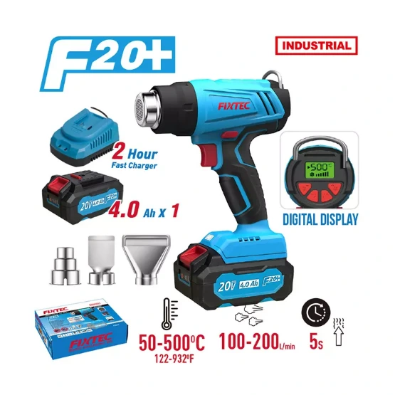 [FCHG201-14] FIXTEC 20V Cordless Heat Gun Kit (With 1x 4Ah Battery and Fast Charger)