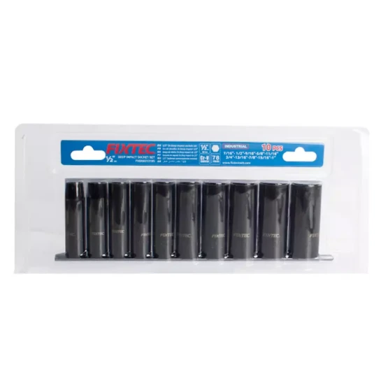 [FHDS031310M] Fixtec10PCS 1/2" DR.DEEP IMPACT SOCKET SET