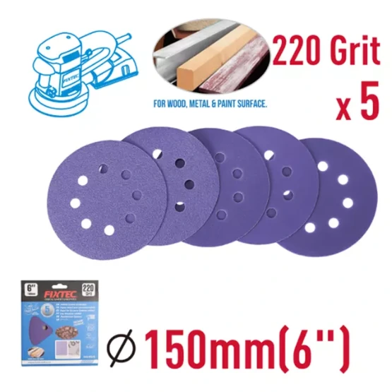 FIXTEC 5PCS SANDING PAPER 150MM
