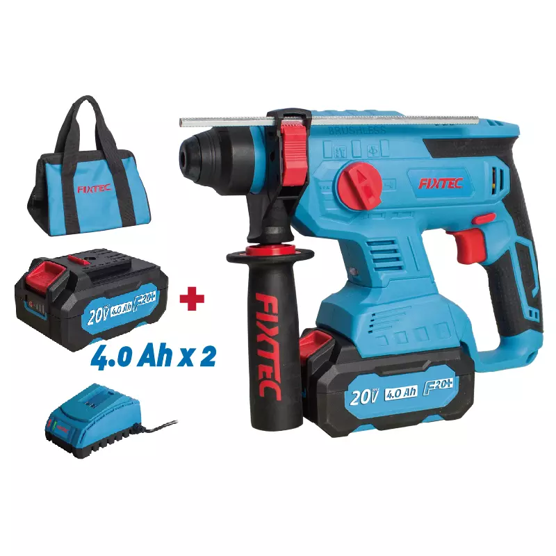 [FCRH22LFX-4] Fixtec 20V LI-ION BRUSHLESS ROTARY HAMMER with Battery, Charger and carrying ...