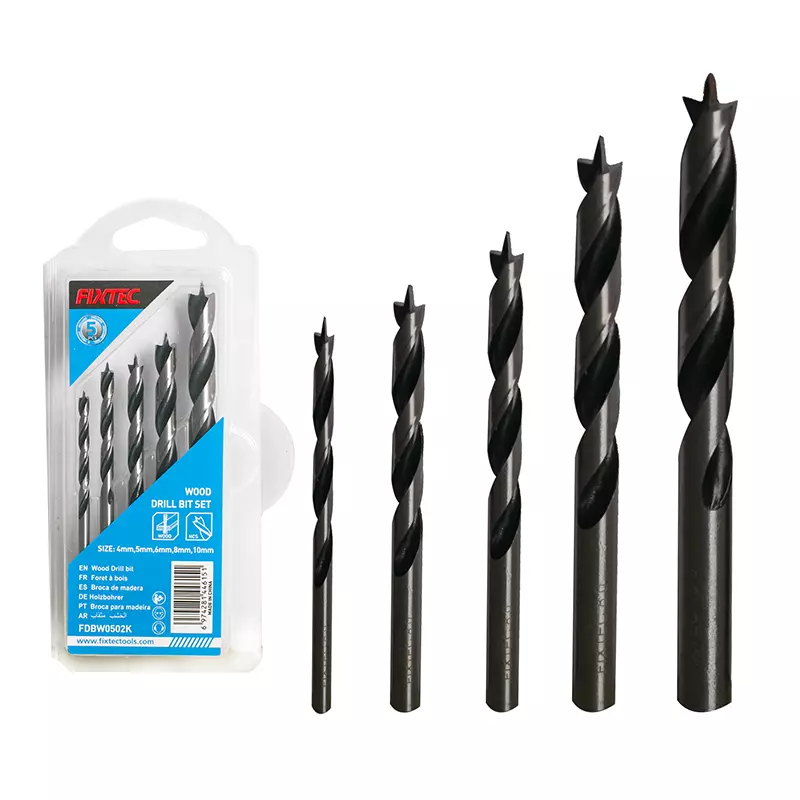 Fixtec 5pcs Wood Twist Drill Bits Set