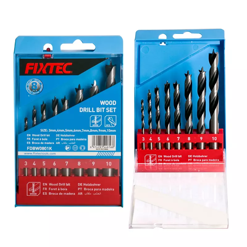 Fixtec 8pcs Wood Twist Drill Bits Set